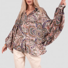 Camasa oversize multicolora din satin