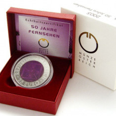 AUSTRIA 2005 – 50 ANI - TELEVIZIUNE - 25 Euro Argint+Niobium - Bimetalic