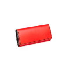 Portofel dama din piele naturala, personalizabil, Eva, rosu (cusatura neagra)
