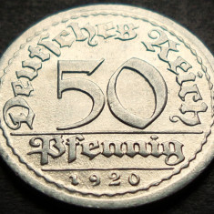 Moneda istorica 50 PFENNIG - GERMANIA, anul 1920 *cod 5199 - litera D = UNC