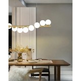 Cumpara ieftin Lustra tip spirala, 9 globuri de sticla alba, dulie G9, lungime 100CM, inaltime reglabila maxim 70CM