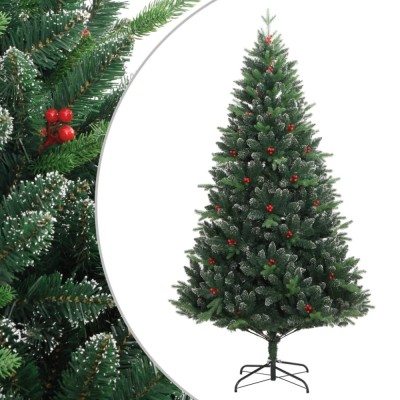 Pom de Crăciun artificial cu balamale &amp;amp; fructe roșii 210 cm foto