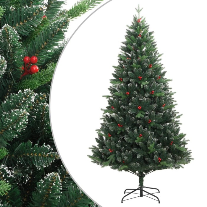 Pom de Crăciun artificial cu balamale &amp; fructe roșii 210 cm