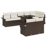 VidaXL Set de canapele pentru grădină cu pernă 9 pcs Maro Rattan poli