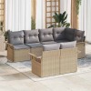 VidaXL Set de canapele pentru grădină cu pernă 7 pcs Bej Rattan poli 3354069
