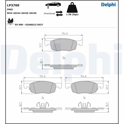 DELPHI LP3700 set placute frana,frana disc foto