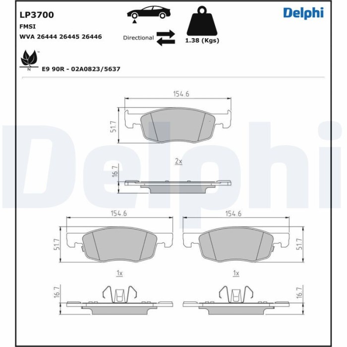 DELPHI LP3700 set placute frana,frana disc