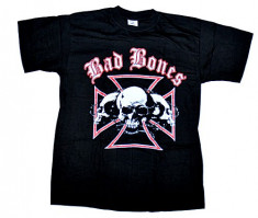 Tricou Rock - Bad Bones- craniu si cruce fier foto