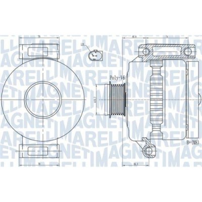Alternator Ford Galaxy 2 (Wa6) 05.06-06.15, Mondeo 4 Turnier (Ba7) 03.07-01.15, S-Max (Wa6) 05.06-12.14, 2.0, 2.0 Flexifuel, 2.0 LPG, MAGNETI MARELLI foto