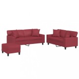Cumpara ieftin Set de canapele cu perne, 2 piese, rosu vin, piele ecologica
