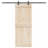 VidaXL Set feronerie pentru uși glisante, negru, 213,5 cm, oțel