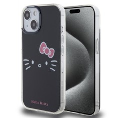Husa pentru iPhone 15 - Hello Kitty Hardcase IML Kitty Face (HKHCP15SHKHLK) - Black