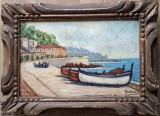 Gratteaus-Bărci trase la mal la Nisa, pictură &icirc;n ulei (1950), Marine, Impresionism