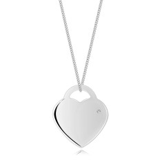Colier din argint 925 - lacat atarnand in forma de inima, diamant transparent foto
