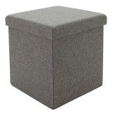 Cumpara ieftin Taburet hol cufar cu spatiu de depozitare Crystal material textil gri 38x38x38cm