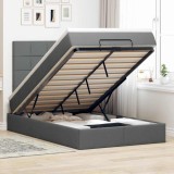 Cumpara ieftin Cadru pat otoman cu saltea țesătură gri &icirc;nchis 120x190 cm