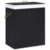 Cos rufe bambus Gossi negru, 83L, dreptunghiular, cu manere, pliabil. Depozitare haine si jucarii, 43.5x33.5x65.5cm