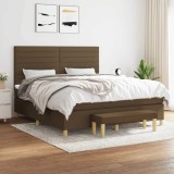 VidaXL Pat continental cu saltea maro &icirc;nchis 180x200cm material textil 3137256