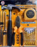 Set scule multifunctional pentru casa, 11 piese: ciocan, cleste, surubelnite, ruleta 2m, set surubelnite de precizie