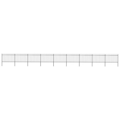 vidaXL Gard de grădină cu v&amp;acirc;rf suliță, negru, 15,3 x 1,2 m, oțel foto