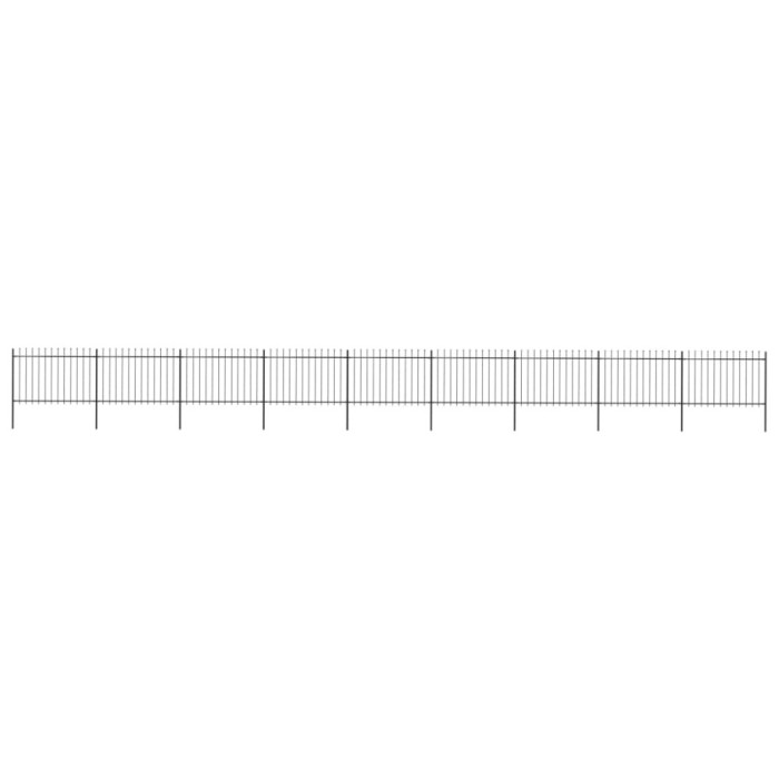 vidaXL Gard de grădină cu v&acirc;rf suliță, negru, 15,3 x 1,2 m, oțel