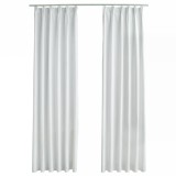 Cumpara ieftin Draperii opace cu carlige, 2 buc., ivoriu, 140 x 245 cm