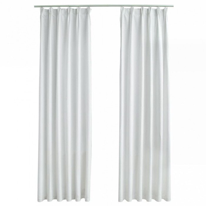 Draperii opace cu carlige, 2 buc., ivoriu, 140 x 245 cm