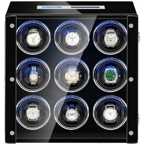 Cutie intors ceasuri automatice iUni, Luxury Watch Winder 9, Touchscreen, Negru