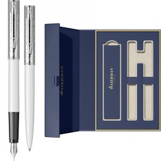 Set Stilou + Pix Waterman Allure DeLuxe White CT cutie cadou