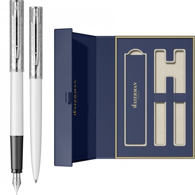 Set Stilou + Pix Waterman Allure DeLuxe White CT cutie cadou foto