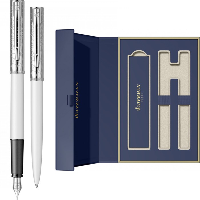 Set Stilou + Pix Waterman Allure DeLuxe White CT cutie cadou