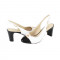 Pantofi cu toc dama piele naturala - Deska negru alb - Marimea 36