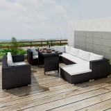 Gossi set mobilier de gradina cu perne, 10 piese, negru, poliratan