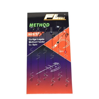 Carlige Legate FL Method Feeder Cu Spin 7mm Carlig Method Barbed Nr 8 6Buc/Set foto