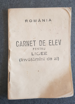 Pentru colectionari, carnet de elev liceu anii 80 foto