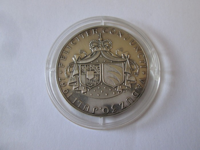 Rara! Liechtenstein medalie Proof argint 900:Sarbatorirea nuntii regale 1967