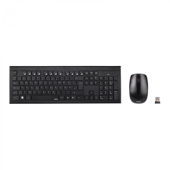 Set tastatura/mouse wireless Cortino Hama, USB, layout RO, 1600 dpi, 105 taste, Negru