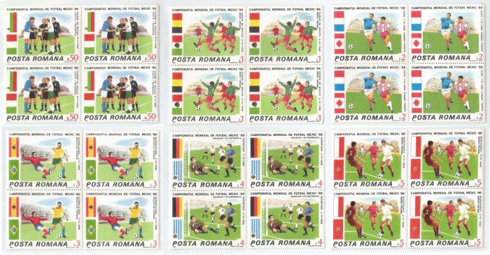 |Romania, LP 1157/1986, Turneul final al C.M. de Fotbal, Mexic, bloc 4, MNH