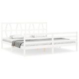 Cumpara ieftin Cadru pat cu tablie 200x200 cm, alb, lemn masiv