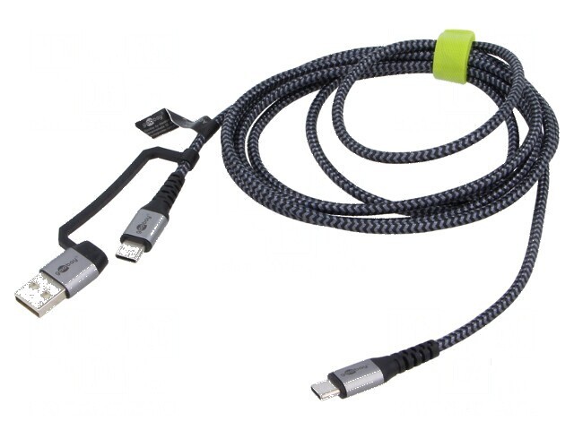 Cablu USB 2.0 A la C 2m negru și gri