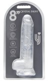 Dildo Loving Joy, cu testicule, Transparent, 20 cm