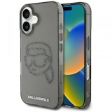 Husa pentru Apple iPhone 16, Karl Lagerfeld, IML Rhinestones Karl&#039;s Head, Neagra