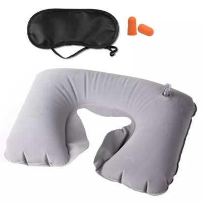 Set de perna, masca de dormit si dopuri de urechi pentru calatorii, Gonga&amp;reg; Gri foto