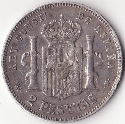 Moneda Spania - 2 Pesetas 1882 - Argint foto