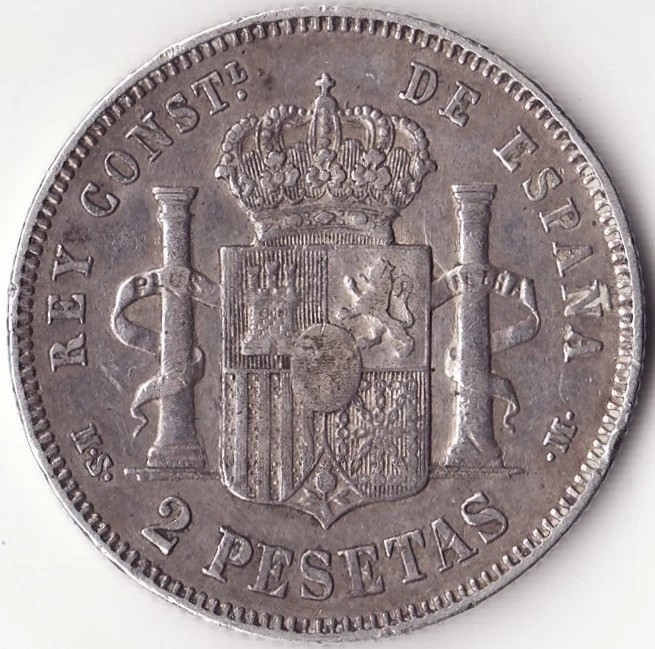 Moneda Spania - 2 Pesetas 1882 - Argint