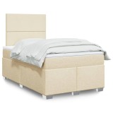 Gossi pat box spring cu saltea, crem, 120x200 cm, textil