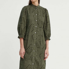 Bruuns Bazaar rochie din bumbac ArgyreiaBBMoniika dress culoarea verde, mini, drept, BBW3916