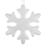Ornament Brad Crăciun, Model Fulg, Culoare Alb, Material Spumă, 10x10 cm, Glitter, Oem