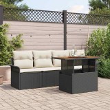 Cumpara ieftin Set de canapele pentru grădină cu pernă 5 pcs negru și crem