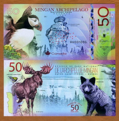 !!! FANTASY NOTE = CANADA , PARCUL MINGAN - 50 FRANCI 2019 - UNC / POLIMER foto